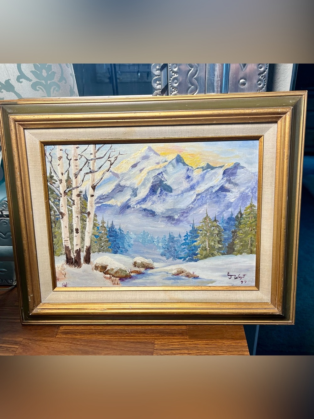 Beautiful Vintage Oil Painting Original Art signed mountainscape 1977